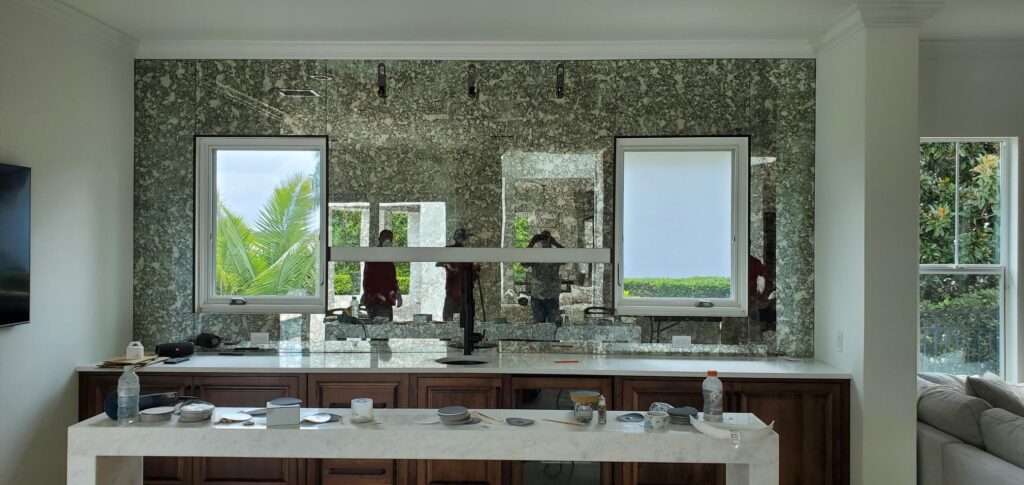 custom mirror and glass for bathroom remodel Orlando
